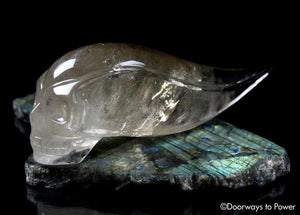 Golden Citrine Elestial Quartz 'Atomic' Traveler Crystal Skull