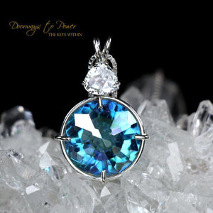 Aqua Aura Aquamarine Radiant Heart Pendant