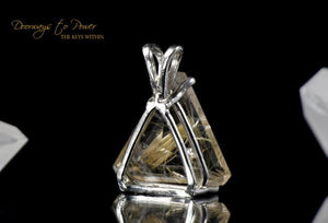 Golden Rutilated Quartz Triangle Faceted Pendant