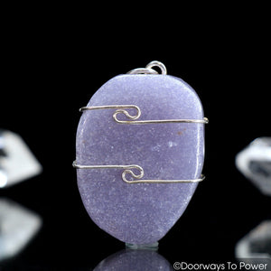 Lilac Lepidolite Gemstone Crystal Pendant .925 SS Wire Wrap