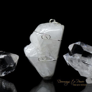 White Azeztulite Wire Wrap Pendant