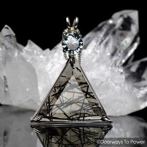 Tourmalinated Quartz & Green Obsidian Star of David Vogel Crystal Pendant