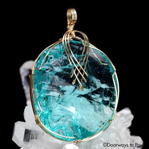 Cyan Angeles Andara Crystal Pendant 14k 'Celestial Messenger'