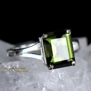 Moldavite Synergy 12 Stone Crystal Ring