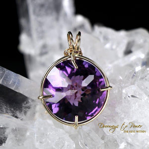 Amethyst Quartz Radiant Heart Pendant 14k Gold