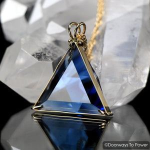 Tibetan Blue Obsidian Star of David Crystal Pendant 14k