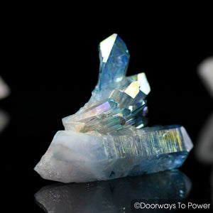 Aqua Aura Quartz Crystal Cluster Tantra Twin Record Keeper
