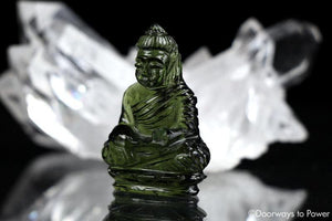 Moldavite Tektite Buddha Ascension Talisman Hand Carved