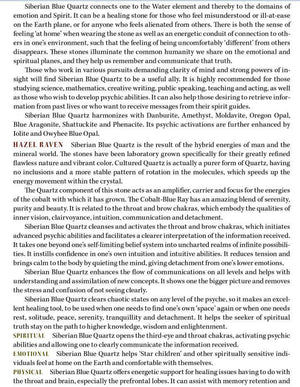 Siberian Blue Quartz Metaphysical Properties