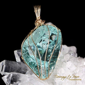 Aqua Serenity Andara Crystal Pendant 14k 'Atlantean Hologram'