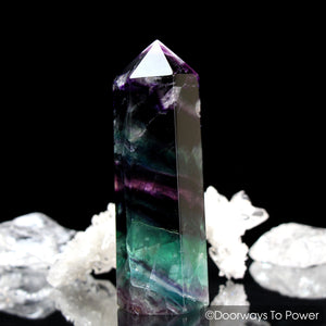 John of God Blessed Green and Purple Fluorite Generator Crystal Point