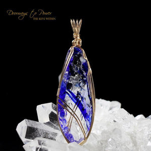 Tanzanite Fire Elestial Arcturian 5D Andara Crystal Pendant 14k