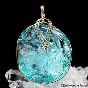 Cyan Angeles Andara Crystal Pendant 14k 'Celestial Messenger'