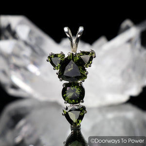 Faceted Moldavite Gemstones Pendant 'The Winged Sun RA' Protective Amulet
