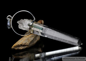 Lemurian Seed Quartz & Green Tourmaline Starbrary Crystal Pendant