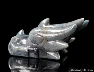 Dumortierite Hand Carved Crystal Dragon 'To Awaken'