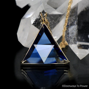 John of God Blessed Tibetan Blue Obsidian Star of David Pendant 14k