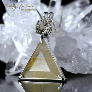 Golden Rutilated Quartz Vogel Star of David Pendant