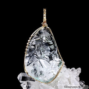 Aqua Serenity Andara Crystal Pendant 14k 'Atlantean Hologram'