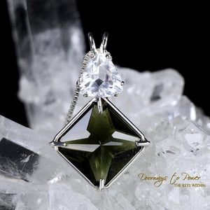 Moldavite Magician Stone Pendant with Petalite