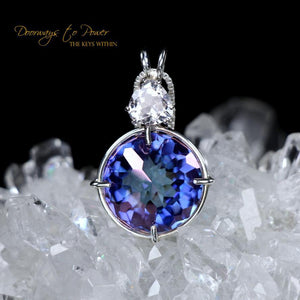 Tanzine Aura Quartz Danburite Radiant Heart Pendant
