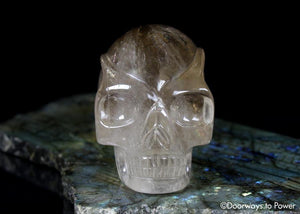 Golden Citrine Elestial Quartz 'Atomic' Traveler Crystal Skull
