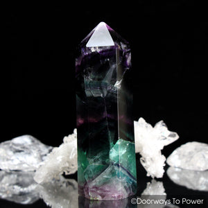 John of God Blessed Green and Purple Fluorite Generator Crystal Point