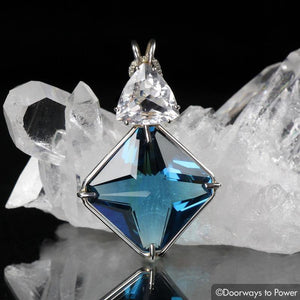 Tibetan Blue Obsidian & Phenacite Magician Stone Pendant