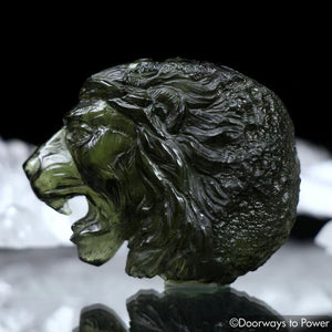 Moldavite Tektite Hand Carved Lions Head 'Museum Quality'