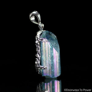 Aqua Aura Danburite Quartz Crystal Pendant .925 SS