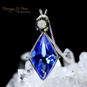Siberian Blue Quartz Moldavite Ascension Star Pendant