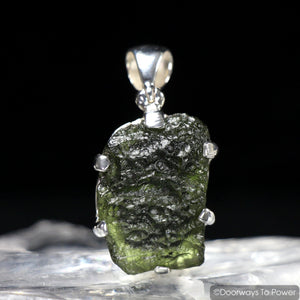 Moldavite Tektite Pendant in .925 SS & Synergy 12 Stone
