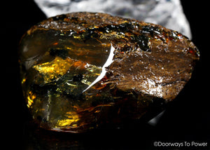 Sumatra Blue Amber Crystal Specimen with Rainbows