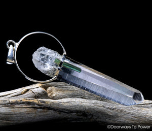 Colombian Lemurian Seed & Green Tourmaline Crystal Pendant (Master Dow)