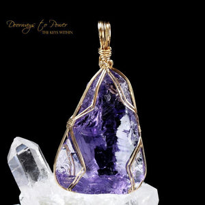 Sovereign Amethyst Andara Crystal Pendant 14k