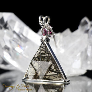 Tourmalinated Quartz Garnet Star of David Pendant