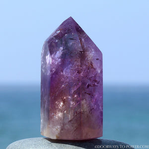 Indigo Amethyst John of God Quartz Channeling Crystal Point