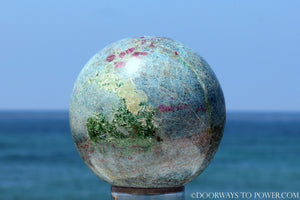 Spectacular Rare 3.7" RUBY KYANITE EMERALD sphere - Collectors Quality