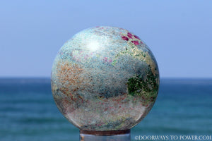 Spectacular Rare 3.7" RUBY KYANITE EMERALD sphere - Collectors Quality