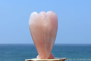 Big 4" Rose Quartz Crystal Angel Hand Carved