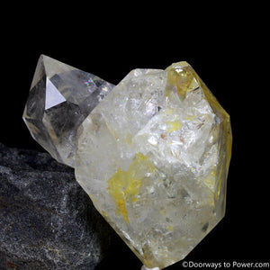 Rare 2.43" Golden Citrine Herkimer Diamond Record Keeper Tantric Twin Crystal