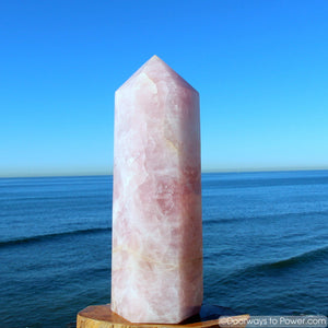 Graceful 15.5" John of God Rose Quartz Generator Crystal Point 21 lbs