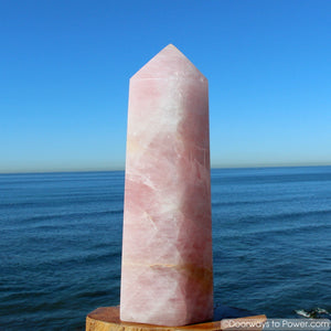 Graceful 15.5" John of God Rose Quartz Generator Crystal Point 21 lbs