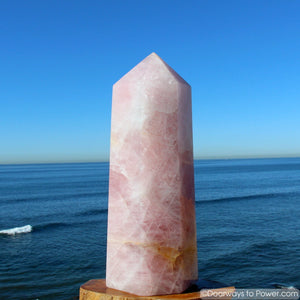 Graceful 15.5" John of God Rose Quartz Generator Crystal Point 21 lbs