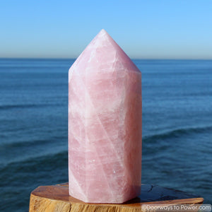 Elegant 10" John of God Rose Quartz Crystal Generator Point