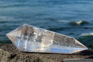 5.4" John of God Clear Quartz 12 Sided Vogel Crystal Healing Wand w/ Devic Temple