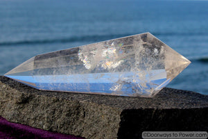 5.4" John of God Clear Quartz 12 Sided Vogel Crystal Healing Wand w/ Devic Temple