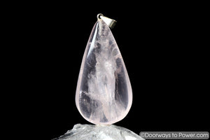 John of God Blessed Rose Quartz Crystal Drop Pendant
