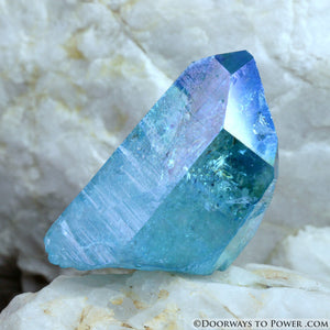 Aqua Aura Lemurian Crystal w/ Devic Temple and Starbrary
