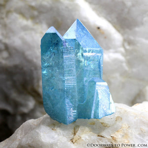 Aqua Aura Quartz Record Keeper Twin Time Link Crystal